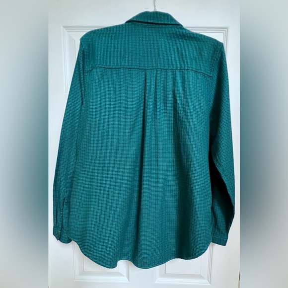 L.L.Bean Vintage Flannel Micro Plaid Teal Blue Large Women’s Shirt Shacket - Picture 3 of 16